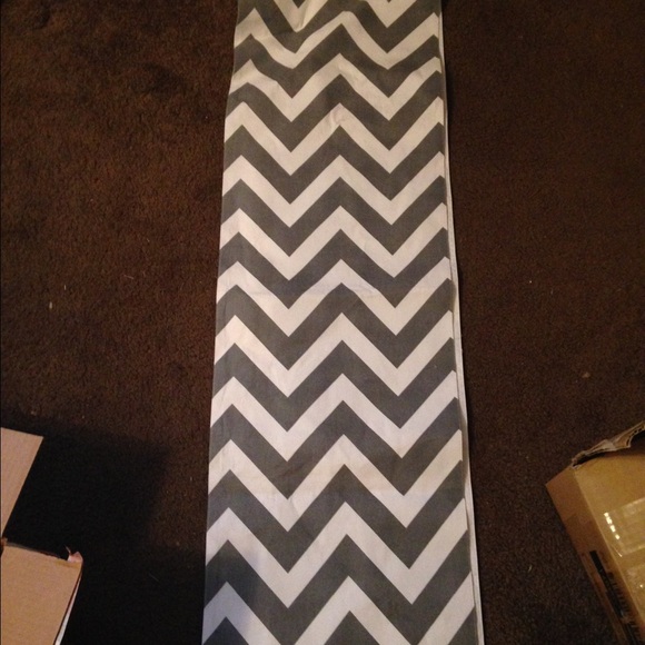 Chevron table runner!!  grey and white