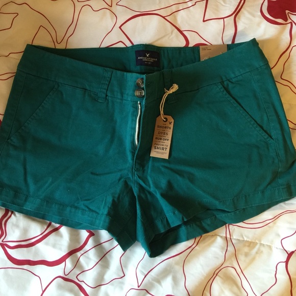 AE American eagle teal shortie shorts. Size 12