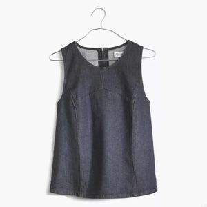 Madewell Denim Crop Structured Seamed Tank Top