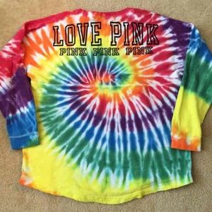 VS PINK TIE DYE VARSITY CREW