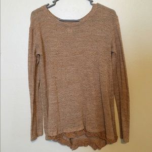 Lace trimmed tan long sleeve