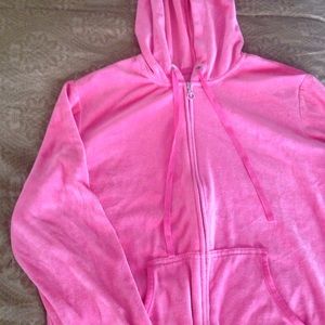 Pink nyc velour hoodie