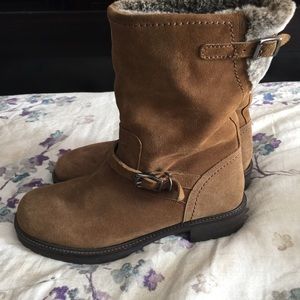 Cole Haan Women's Brown Suede Faux Fur Lined Boots