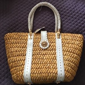 New Michael Kors leather straw and leather tote