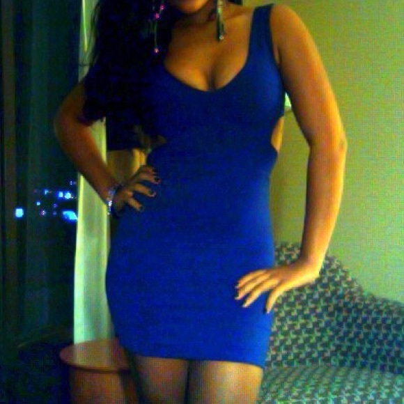 Super hot cobalt blue dress with cut outs!
