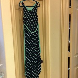 Navy and Aqua Maternity hi low dress