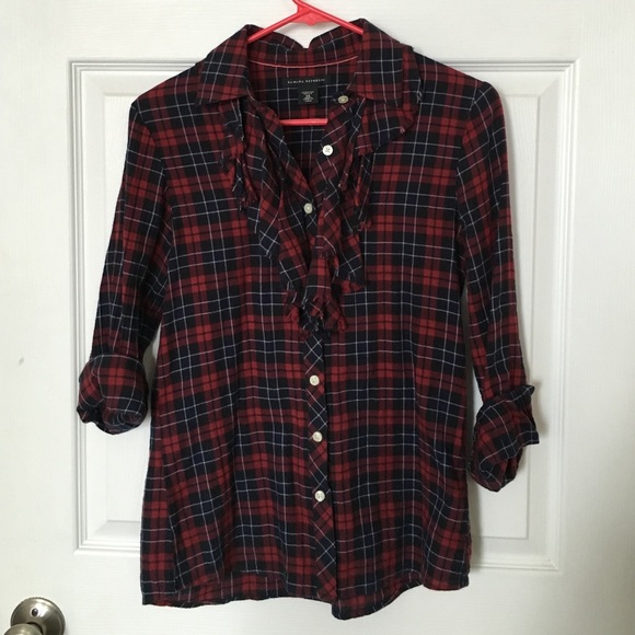 Banana Republic ruffle front flannel petite xs