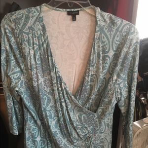 Talbots 3/4 sleeve wrap pullover