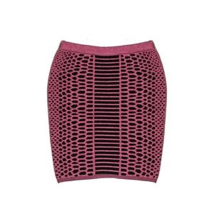 NWT Merino Wool Cotton Textured Red Black Skirt