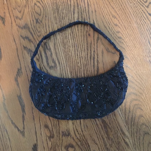 Black evening beaded bag