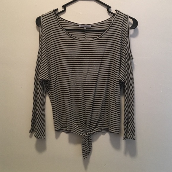 Charlotte Russe open shoulder tie blouse