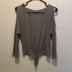 Charlotte Russe open shoulder tie blouse