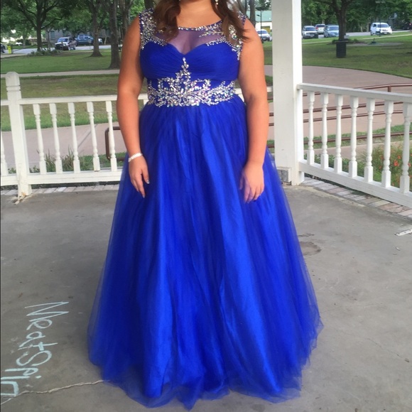 One of a kind hand beaded floor length prom dress.
