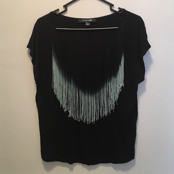 Forever 21 ombré Fringe short sleeve shirt