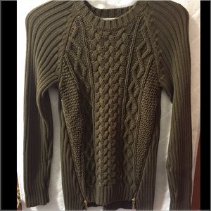 Michael Kors Olive Sweater w/ Gold Zippers - XS