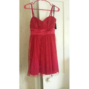 ✔SALE✔By & By Red Glittery Tulle Prom/Formal Dress