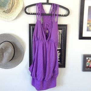 Royal purple latice criss cross tank