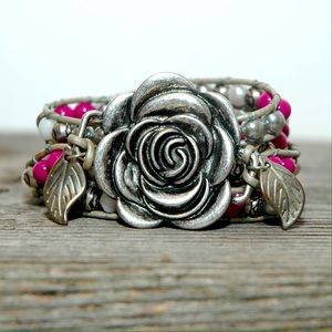 💘💖💝Silver Rose 4 time wrap Bracelet