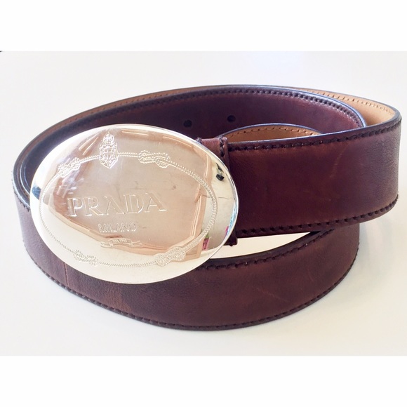Prada Saffiano Oval Logo Belt