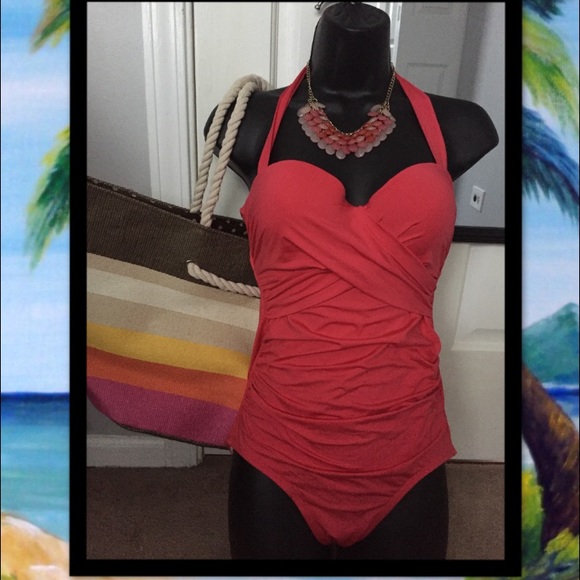 Merona Other - Morona Coral One-Piece Halter Swimsuit