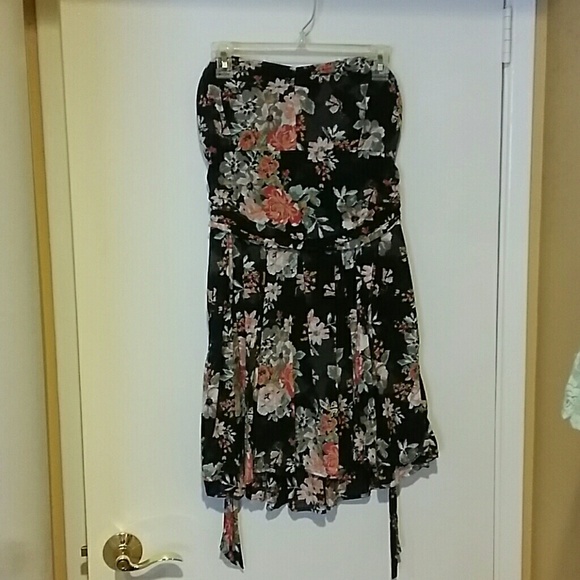 Strapless floral dress