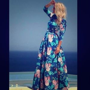 Blue floral maxi dress