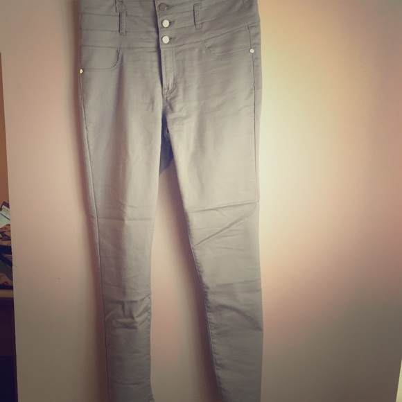 Light Gray High Waist Super Skinny Jeans