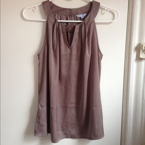 Women's Satin Taupe Keyhole Tank
