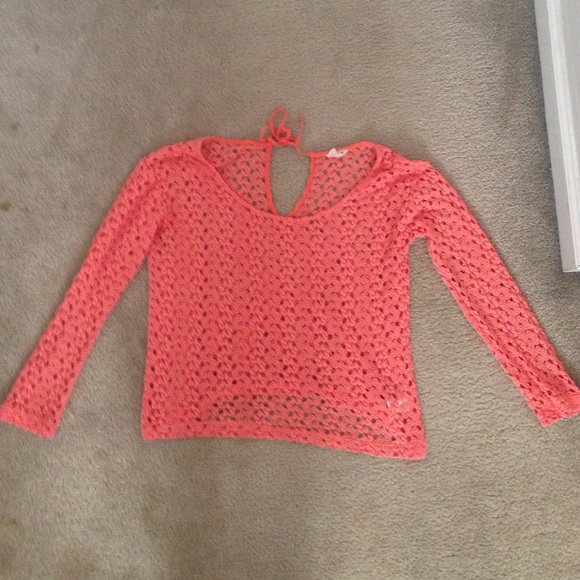 PacSun coral crocheted top