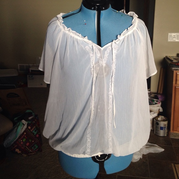 torrid Tops - Sheer white peasant top
