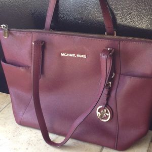 Burgundy Michael Kors Tote Purse