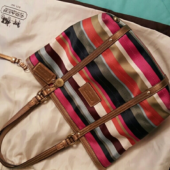 striped coach purse