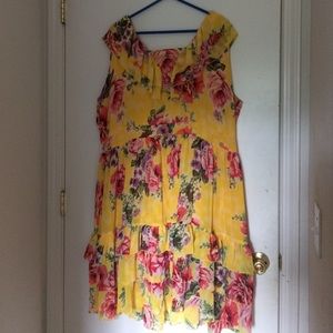 Yellow floral denim 24/7 dress