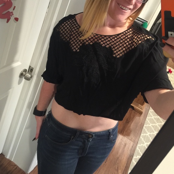 Black Laced Crop Top
