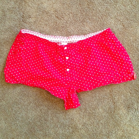 ADORABLE red polka dot pajama shorts