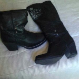 Black leather boots