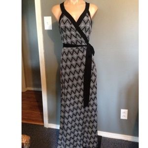 Banana Republic Black and White Wrap Maxi Dress