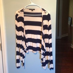 Navy and cream striped cardigan