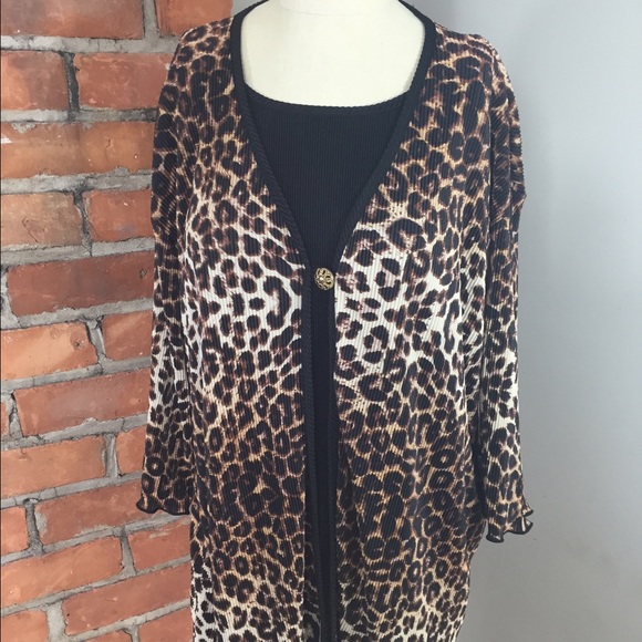 3X Animal Print Top with Built in Cami