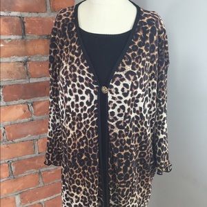 3X Animal Print Top with Built in Cami