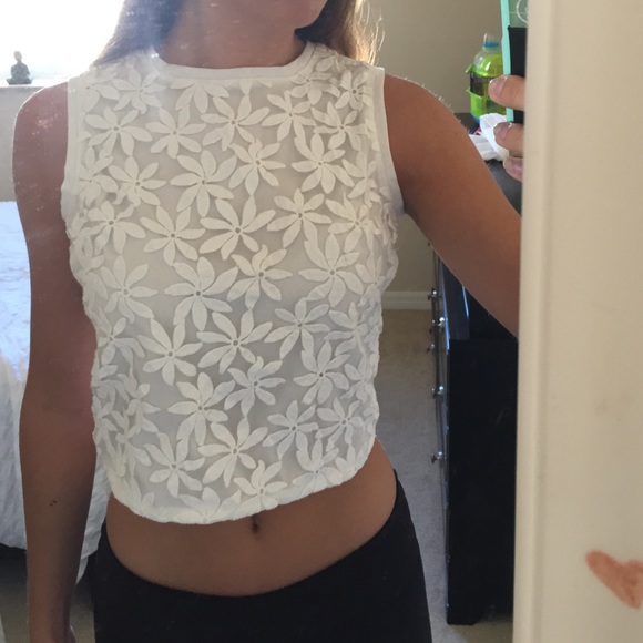 white floral crop top