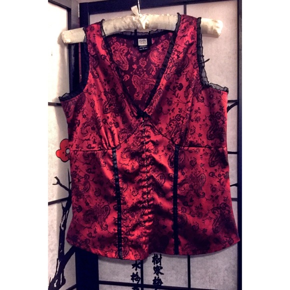 Studio 1940 Tops - Gothic Red & Black Corset Style Top