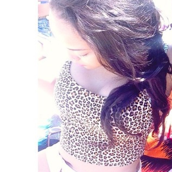 Cheetah print crop top .