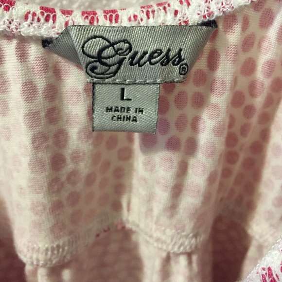 Guess Pink Polka Dot off the Shoulder Top- Large - Picture 2 of 2