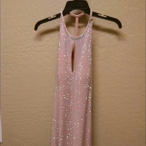 Blush Halter Top Prom Dress