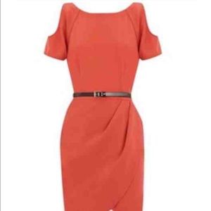 NWT orange Warehouse crepe cut out dress