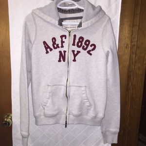 Grey Abercrombie & Fitch Zip Up Hoodie- Large