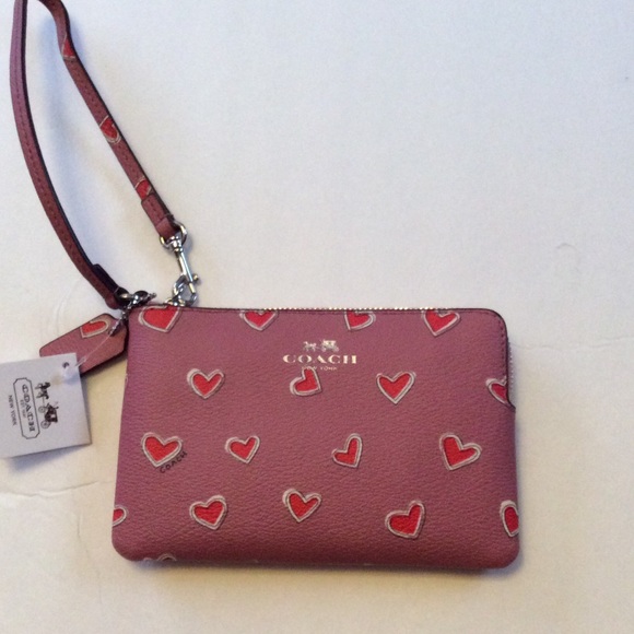 Coach Handbags - Coach Zip Corner Heart Wristlet NWT