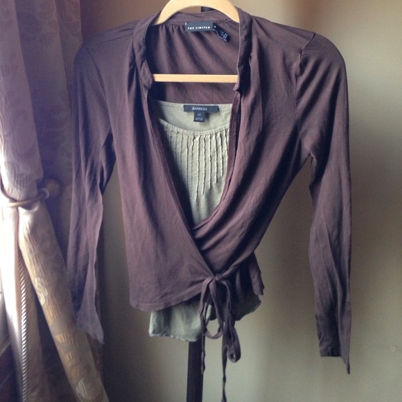 Express Green Camisole XS & Limited Brown Wrap S - Picture 1 of 4