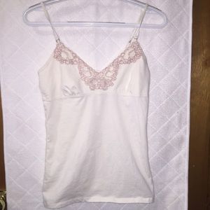 Ivory American Eagle Tank w/ Pink Lace- Medium